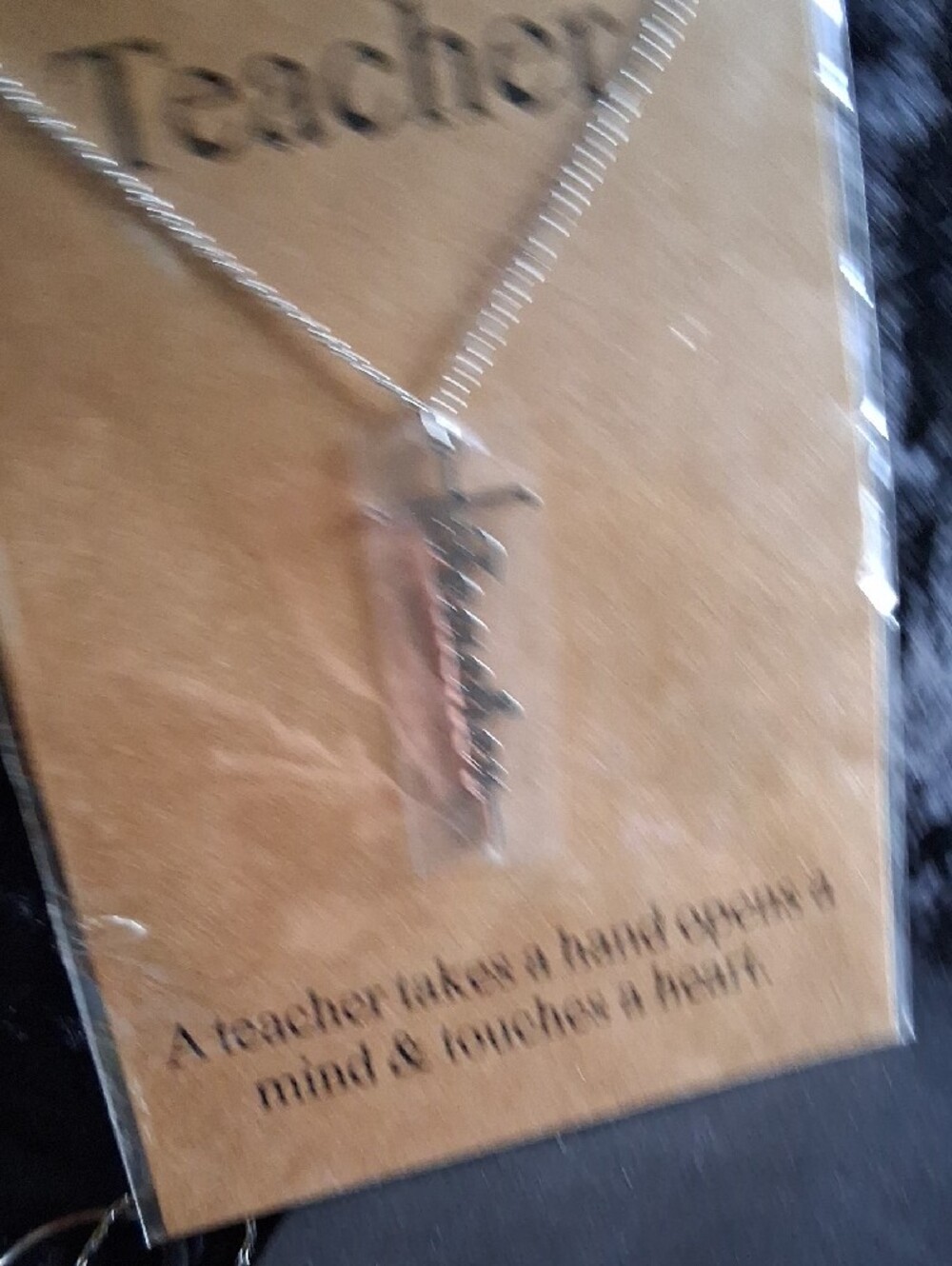 Cherry LA Silver 'Teacher' Script Cross Pendant Necklace - Picture 5 of 6